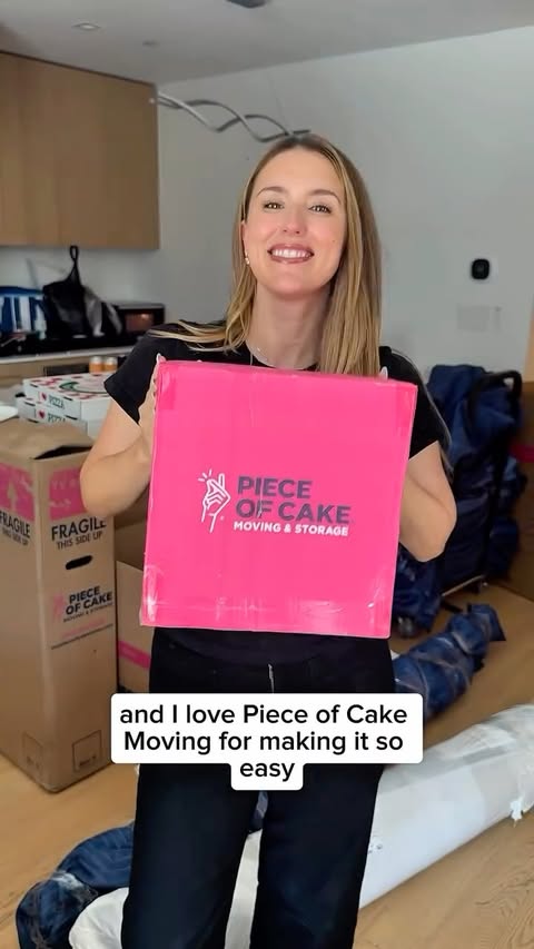 Instagram post by @catquinn for Piece of Cake Moving & Storage®. Caption reads: Saying goodbye to NYC is hard, but moving is easy....