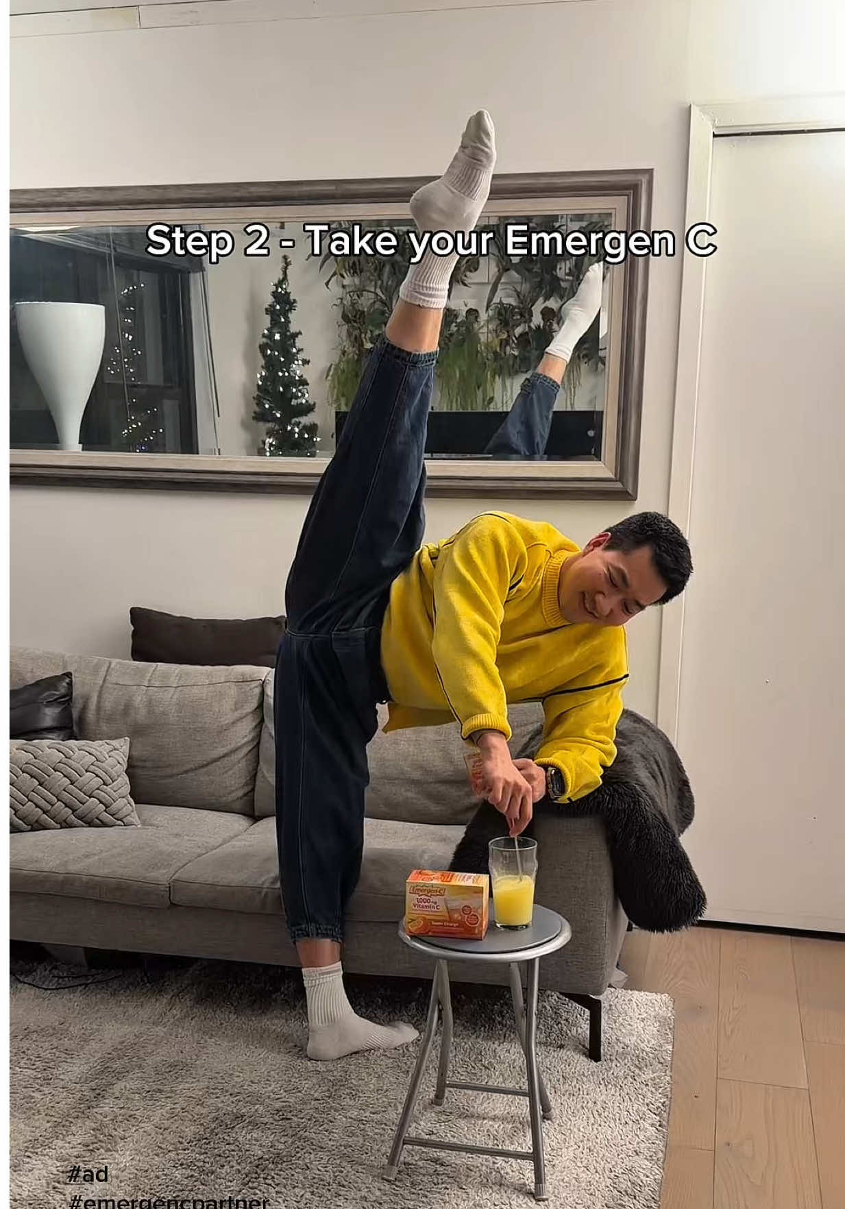 TikTok post by @alexdwong for Emergen-C. Caption reads: #emergencpartner Definitely my secret weapon to....