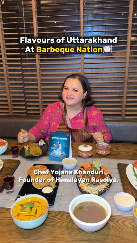 Instagram post by @justpune_ for Barbeque Nation. Caption reads: 🍽️ Barbeque Nation ab aa raha hai👇
Pahadon ki....