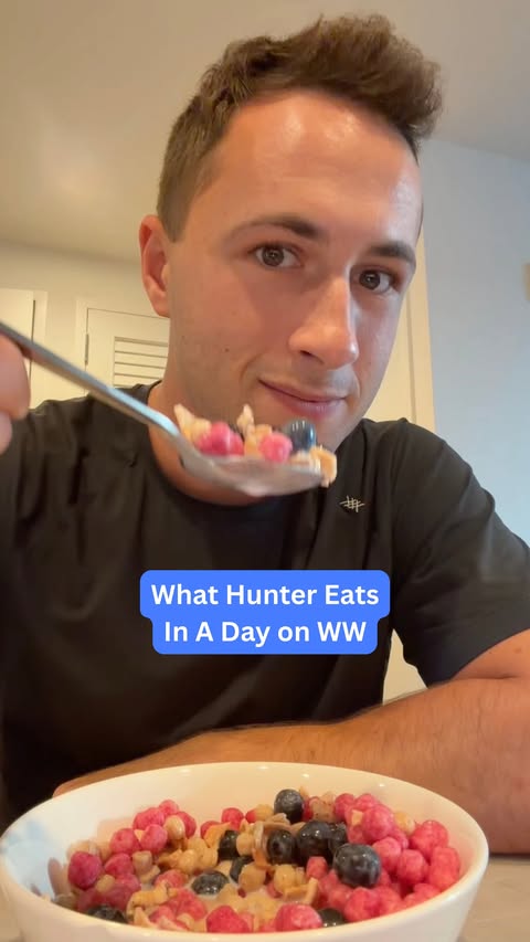 Instagram post by @healthwithhunter for WeightWatchers. Caption reads: What I Ate Today 👀👇 About 6 years ago, I lost 50....