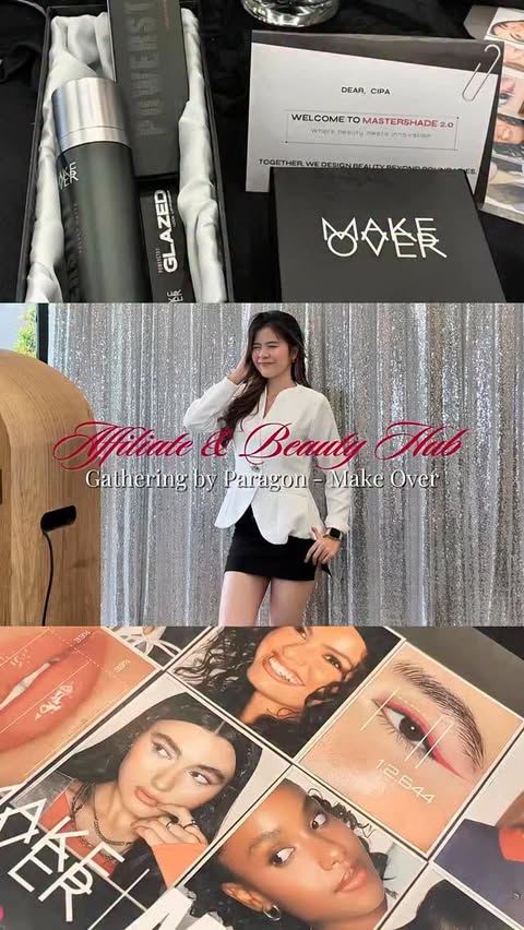 Instagram post by @najwassifaa for MAKE OVER Cosmetics. Caption reads: Exclusive Invitation to the Affiliate & Beauty Hub....