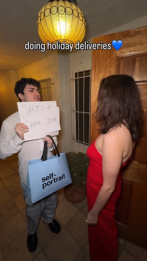 Instagram post by @hrrydaniels for SELF-PORTRAIT. Caption reads: [...] so she won the holidays i guess....