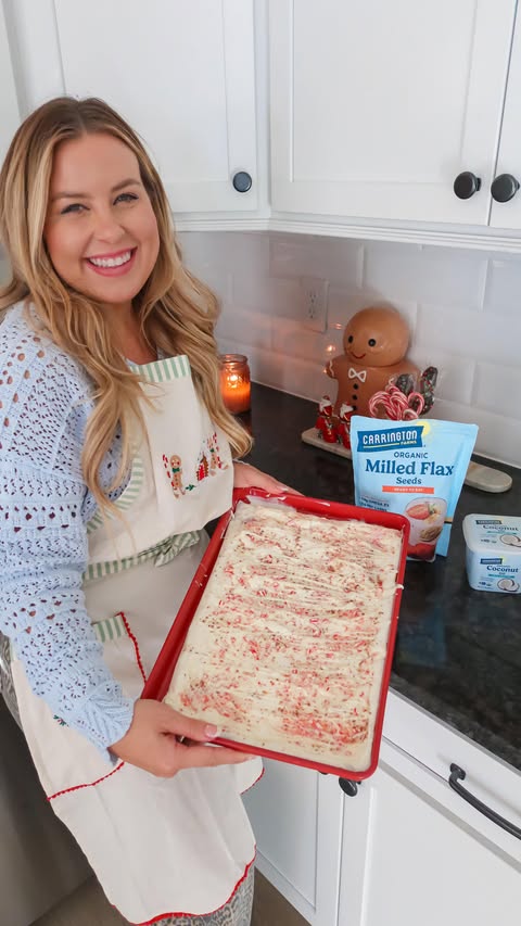Instagram post by @abraidedblonde for Carrington Farms. Caption reads: #ad Ok you have to SAVE this White Chocolate....