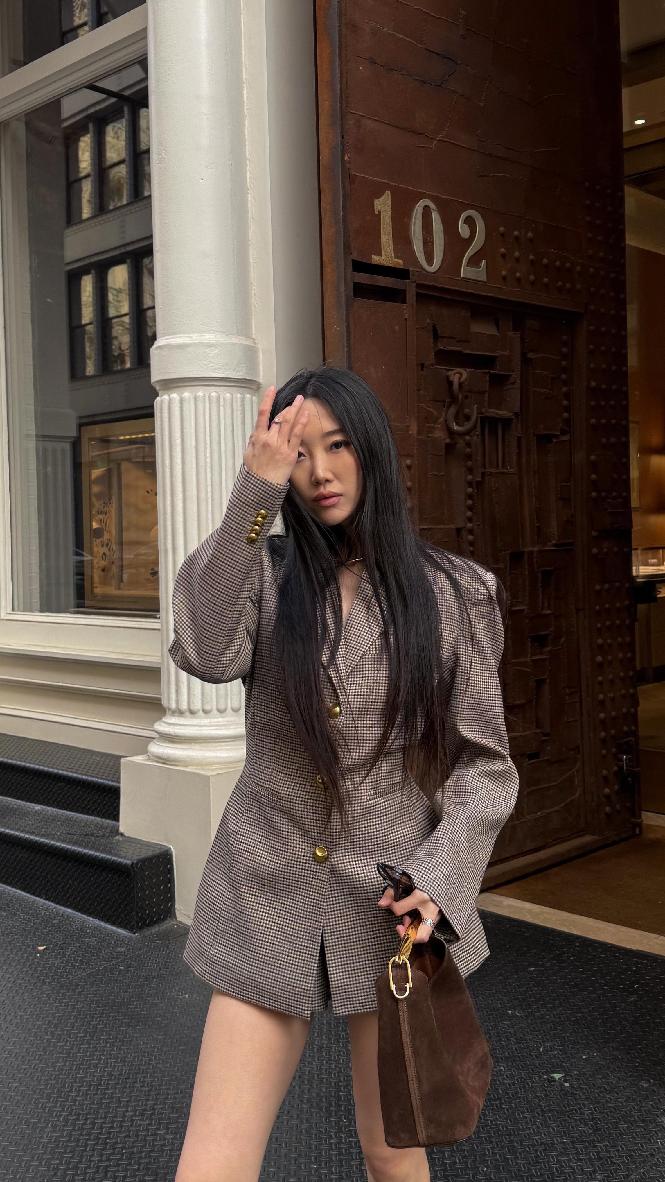 Instagram post by @natalikim for Meshki. Caption reads: Recent fits ✨ 

NATALIEXMESHKI gets you 15% off at....