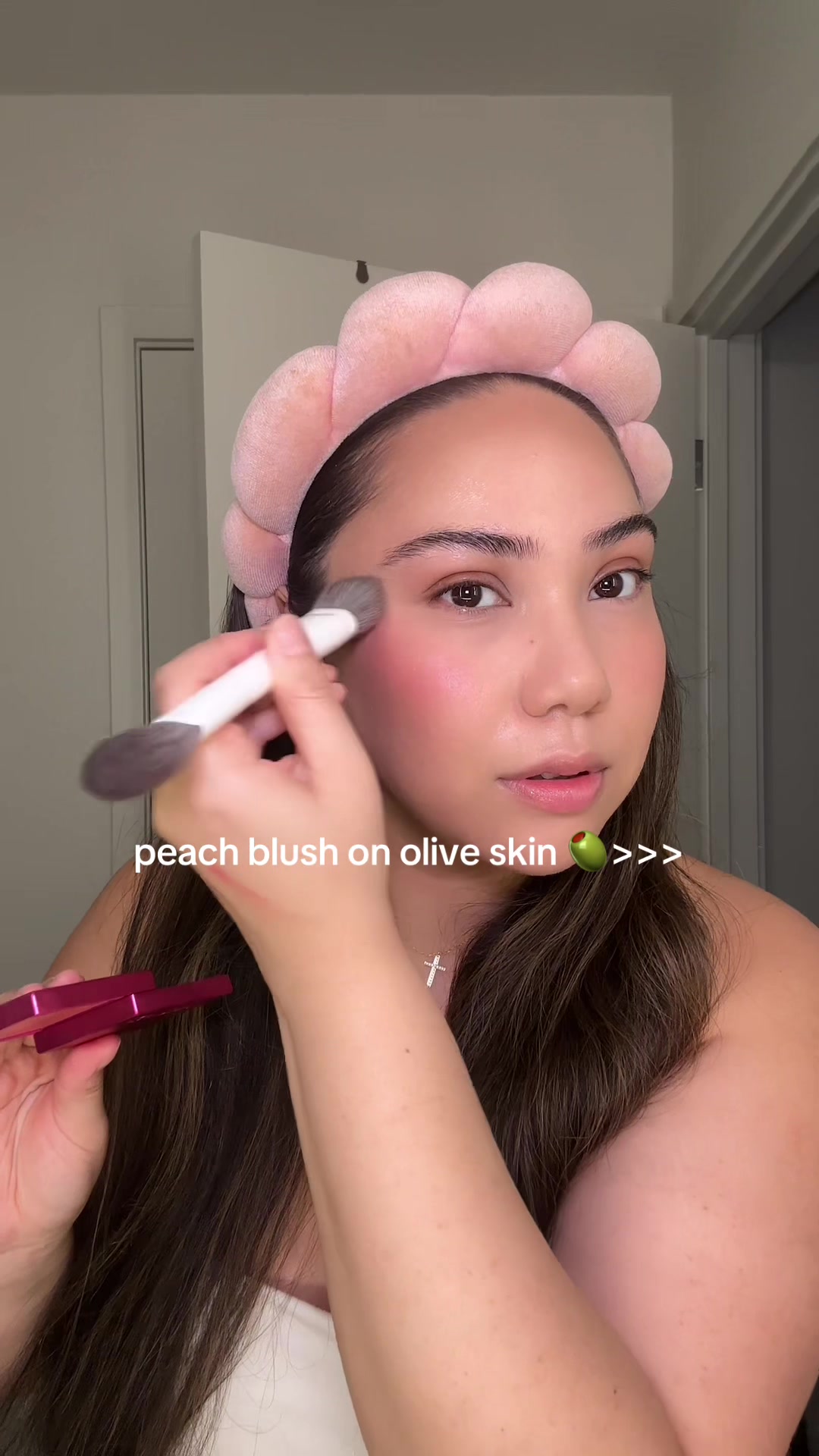 TikTok post by @celestemaarie for BASMA Beauty. Caption reads: [...] blush hates to see me coming 🍑 @BASMA....