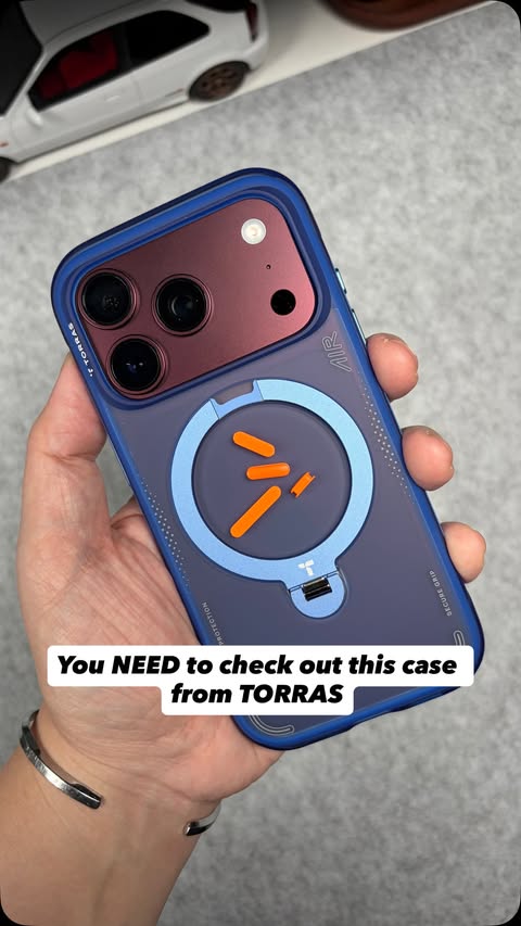 Instagram post by @mikeunboxingtech for TORRAS. Caption reads: Your iPhone 18 Pro NEEDS this case - Torras Q3 Air....