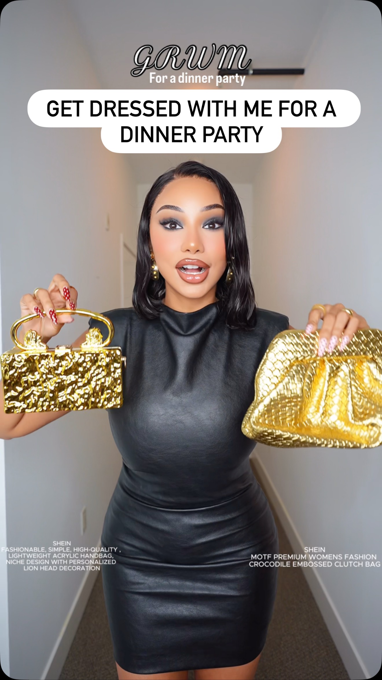 Instagram post by @thefashionfreakk for Cuccoo. Caption reads: [...] dinner party🖤 @sheinofficial @shein_us....