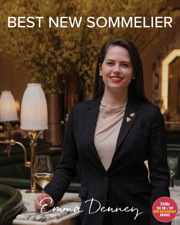 Instagram post by @emma.denney.somm for Condé Nast Traveller. Caption reads: In partnership with @champagnelaurentperrier, this....