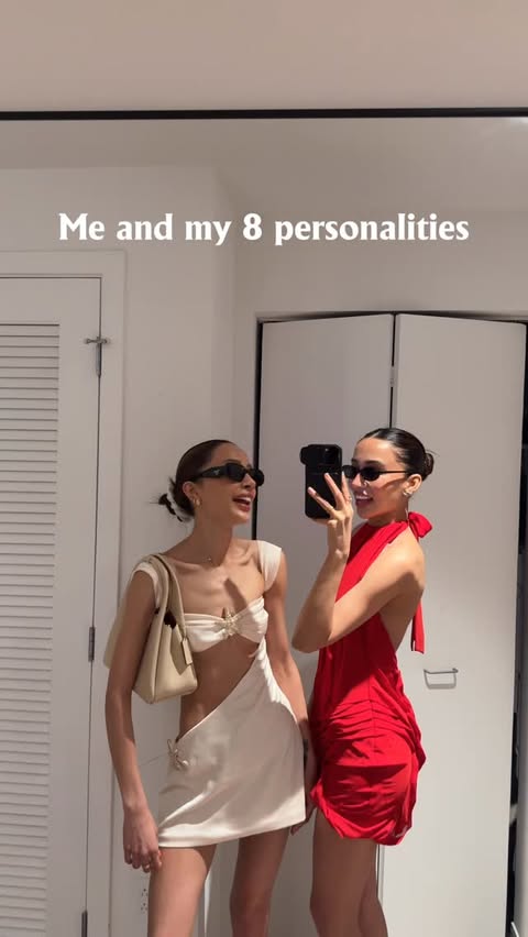 Instagram post by @neetbilling for Mew Mews. Caption reads: my personality changes based on the outfit🫢 #ootd....