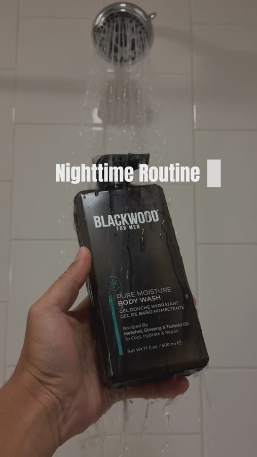 Instagram post by @xavierjaron_ for Blackwood For Men. Caption reads: My night routine + @blackwoodformen = the ultimate....