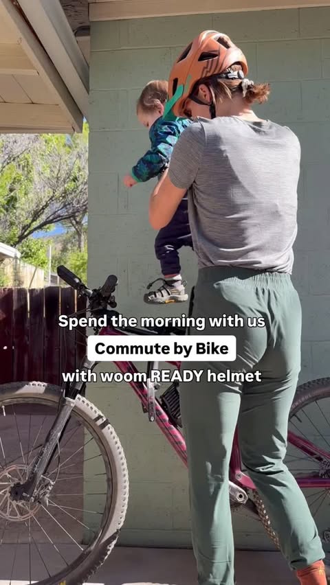 Instagram post by @themountain_mama for woom. Caption reads: [...] knowing his head is protected thanks to....