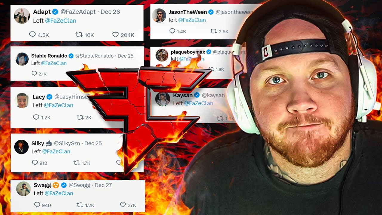 YouTube post by @timthetatmantwo for Mountain Dew. Caption reads: TIMTHETATMAN REACTS TO FAZE CLAN DRAMA.