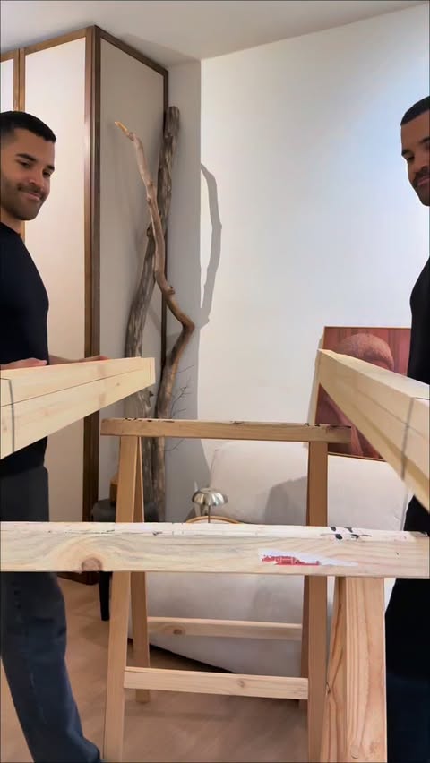 Instagram post by @julianundmarian for PARKSIDE DIY Deutschland. Caption reads: Anzeige | Wie cool ist dieses Bett geworden?! 🤩....