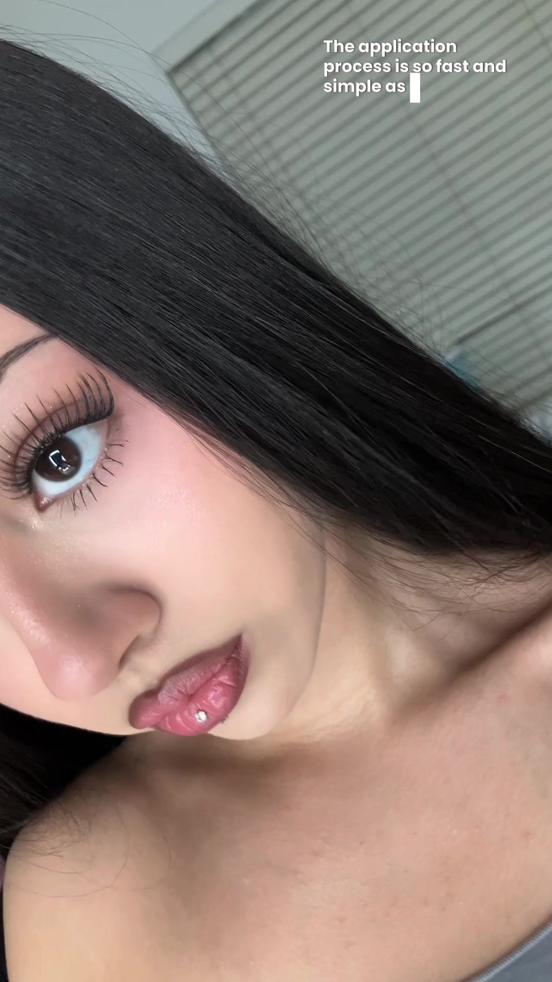 TikTok post by @lombrisa.333 for Okay Love Lashes. Caption reads: Natural lashes w/ @OKAYLOVE #lashclusters....