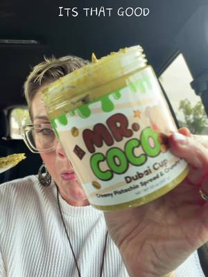 TikTok post by @outofmychell for Mr Coco. Caption reads: It’s that good!!! @Mr. Coco #dubaicup #pistachio....