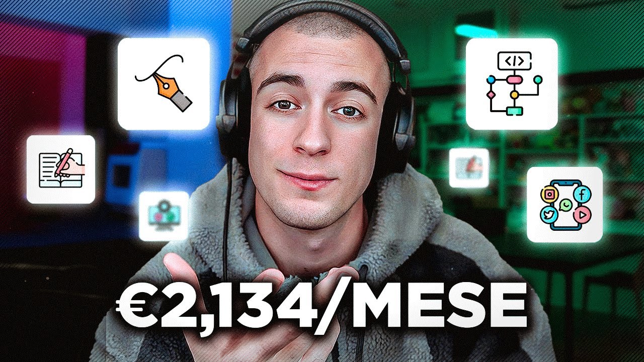 YouTube post by @LolloVlogs for Fiscozen. Caption reads: 5 FREELANCE JOBS YOU NEED TO KNOW!!.