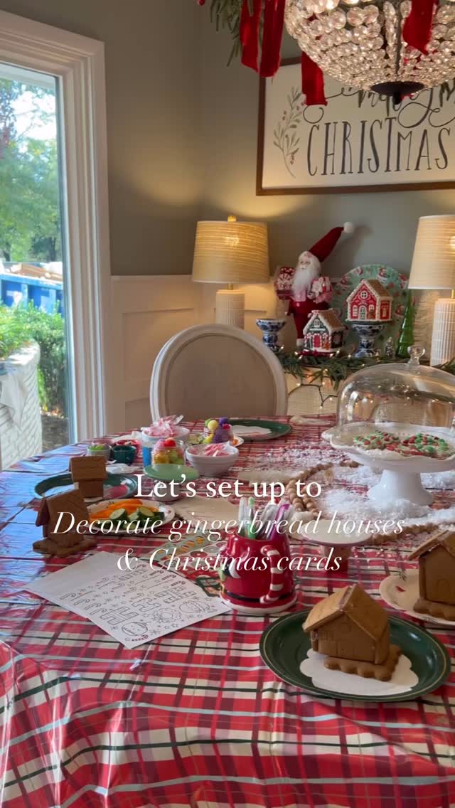 Instagram post by @teresalforehand for American Greetings. Caption reads: Gingerbread decorating and Christmas card party!....