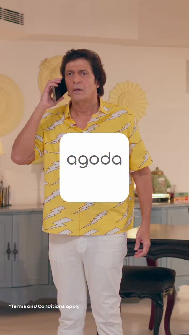 Instagram post by @chunkypanday for agoda. Caption reads: Mere ko toh tum jaante hi ho…Main discount ka....