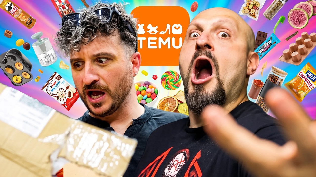YouTube post by @UMAMMiTA for Click Discount. Caption reads: Food from TEMU?! Let's try it!.