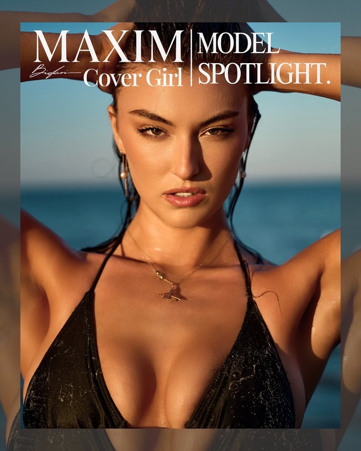 Instagram post by @beautyandbrainswithatwist for MAXIM. Caption reads: Maxim Cover Girl Competition Model Spotlight:....