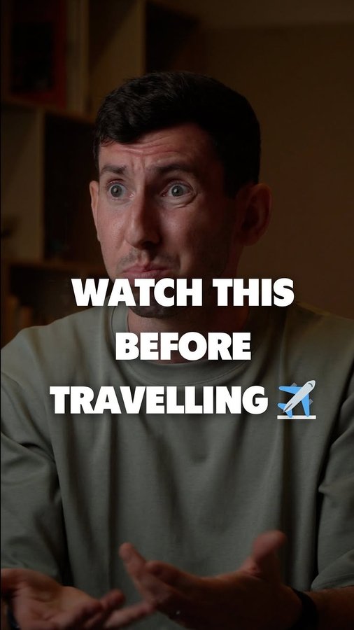 Instagram post by @gabrielinussbaum for Trading 212. Caption reads: Watch this before travelling in 2025 ✈️ Comment....