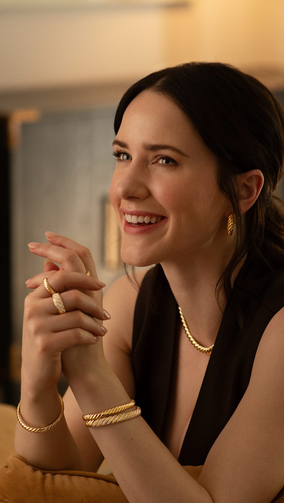 Instagram post by @rachelbrosnahan for David Yurman. Caption reads: Sculpting my own path with @VogueMagazine X....