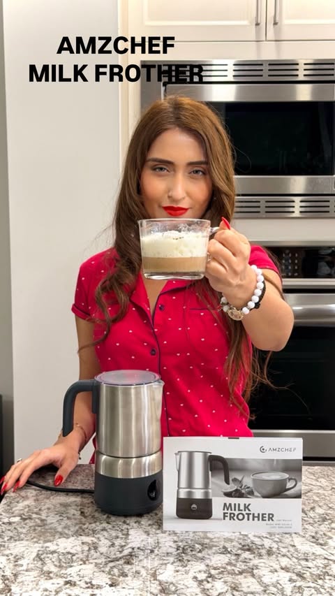 Instagram post by @charliebahl2 for AMZCHEF. Caption reads: ☕ Upgrade your home coffee with @amzchef and no....