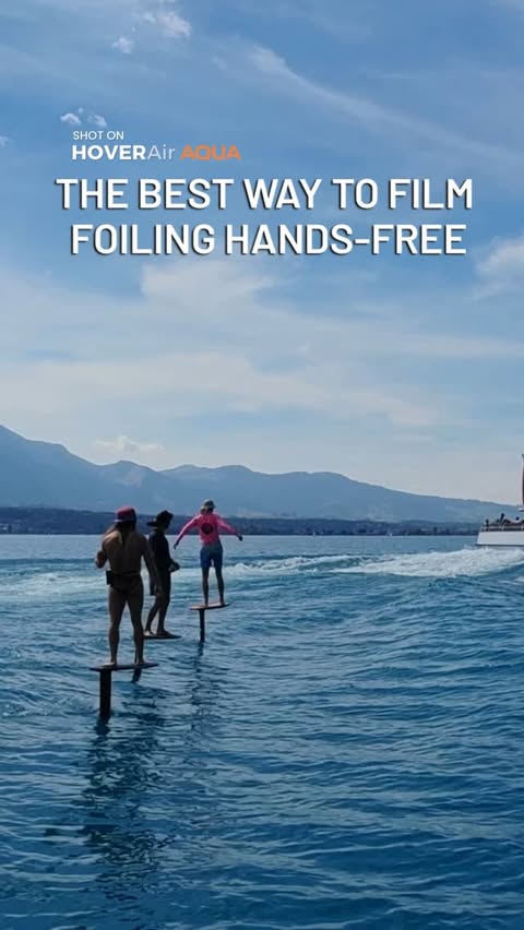 Instagram post by @hiltiinsta for HOVERAir. Caption reads: Look mom! No hands!!! (AD) The HOVERAir AQUA is my....
