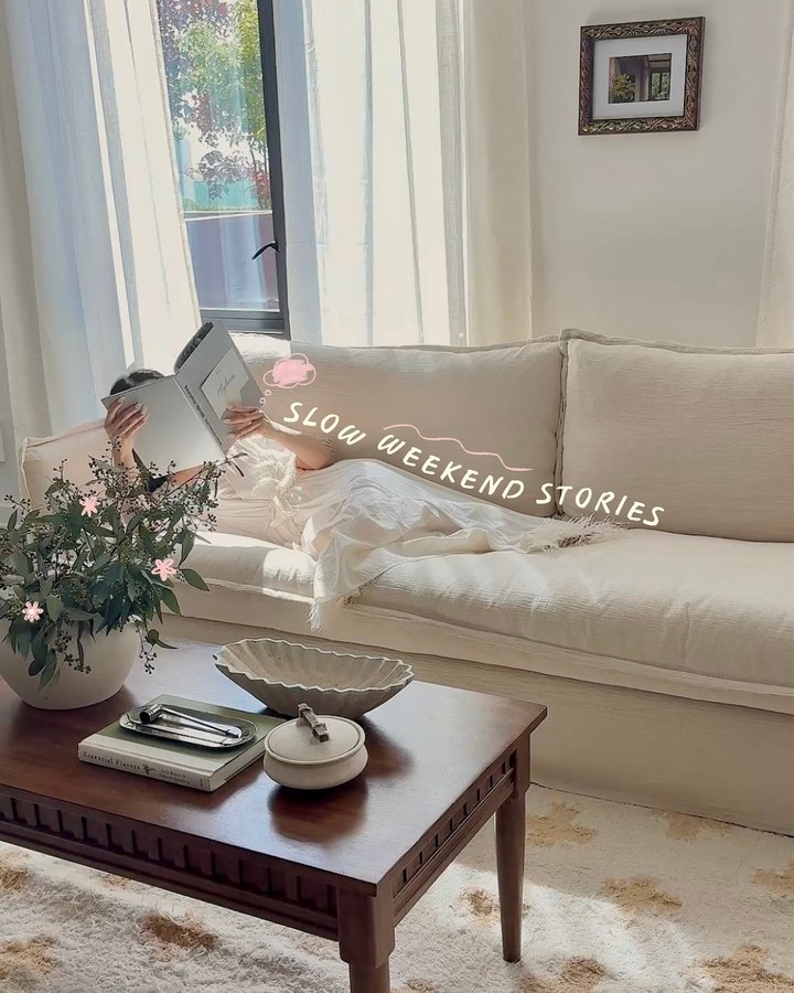 Instagram post by @sylvia.geng for Sixpenny. Caption reads: ☁️Mornings, but make them melty-soft @sixpennyhome....