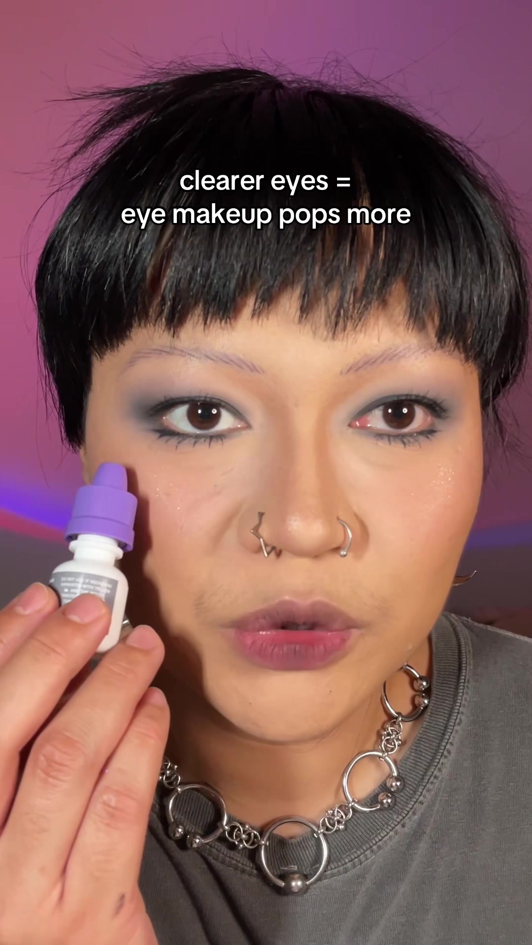 TikTok post by @thaibrows for Lumify. Caption reads: @LUMIFY Eye Drops works better than other anti....