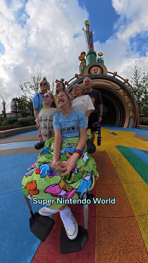 Instagram post by @cheethamswithdreams for Universal Orlando Resort. Caption reads: DAY 2 of Epic Universe! Super Nintendo World 🍄 As....