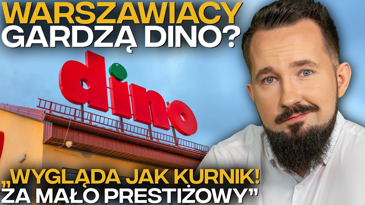 YouTube post by @Praktycznieopieniadzach for Allegro. Caption reads: DINO MOCKED BY WARSAW? | "HUGE OIL DEPOSITS AND....
