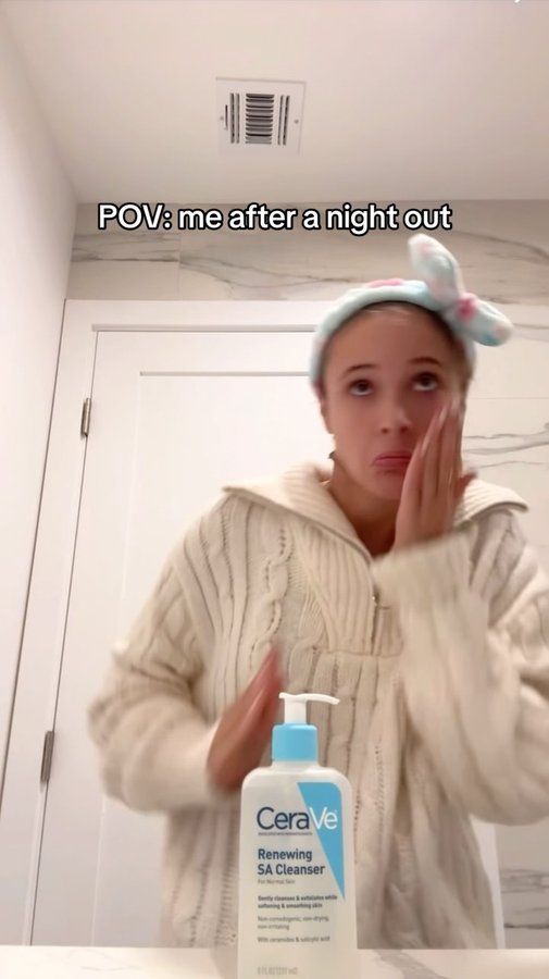 Instagram post by an influencer for CeraVe. Caption reads: Nightly skincare routine with @cerave....