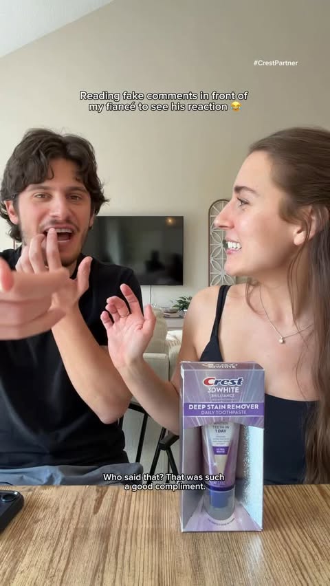 Instagram post by @phoebeanddan for Crest. Caption reads: #CrestPartner Dan’s never going to miss a brush....