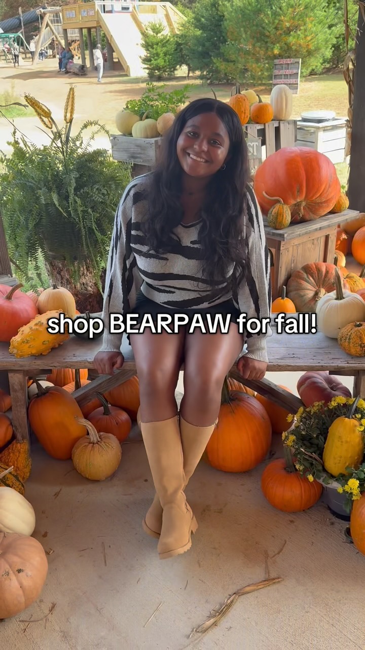 Instagram post by @lauryn.jada for BEARPAW. Caption reads: loving fall in my @bearpawshoes 🐻🐾....