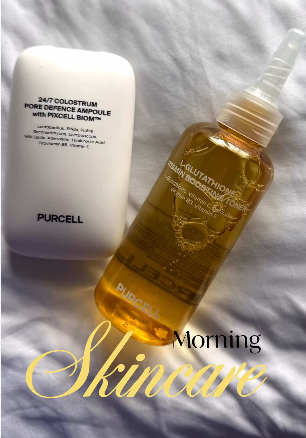 TikTok post by @_.shennel5 for Purcell. Caption reads: Morning skincare ft @PURCELL US 💛🤍 #purcell....