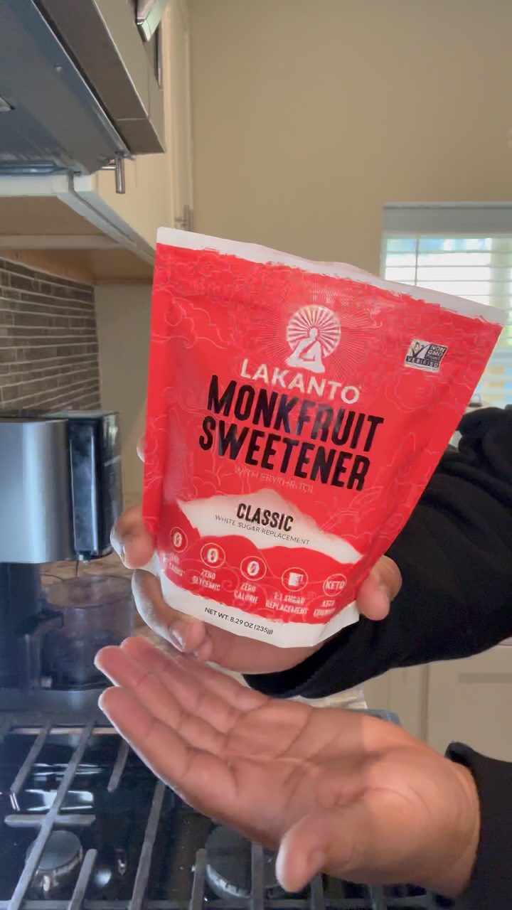 Instagram post by @cookwithquise for Lakanto. Caption reads: Low Calorie Cake Flavored Ice Cream Sweetened by....