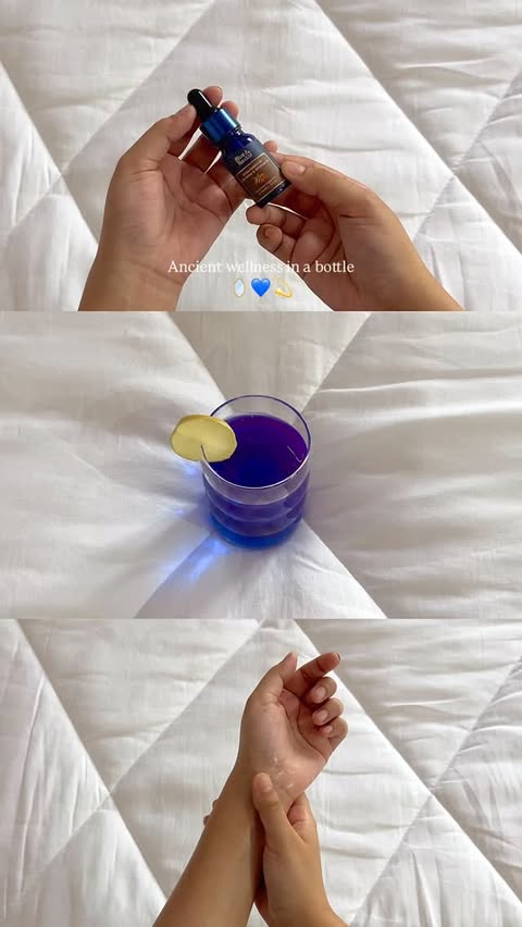 Instagram post by @saniyaesthetic_ for Blue Nectar. Caption reads: [...] touch of Ayurveda to my daily ritual....