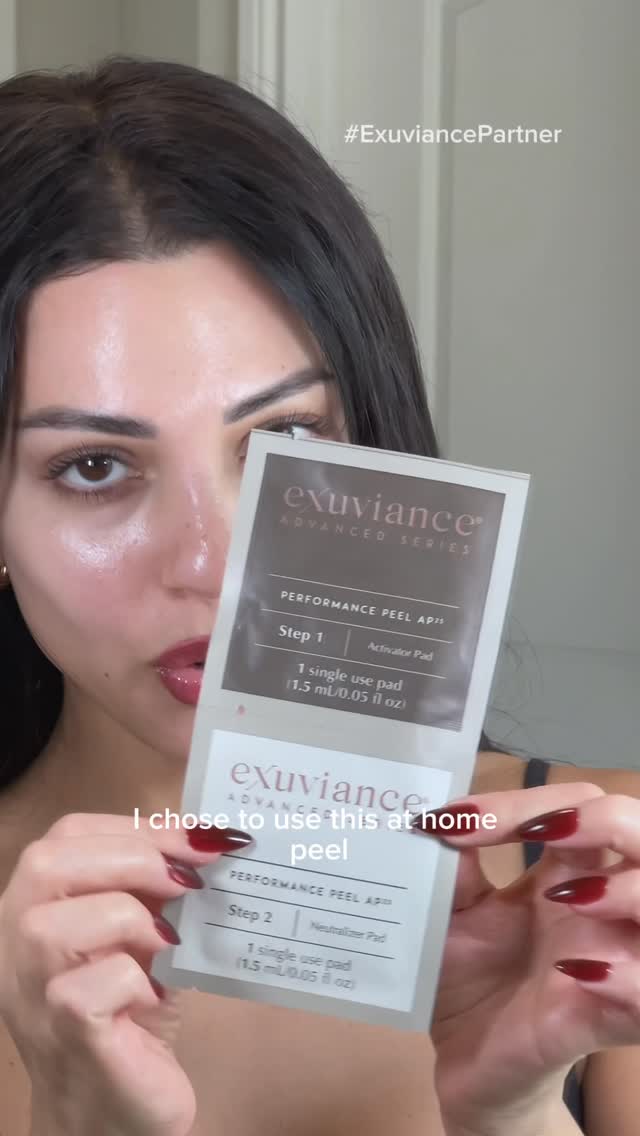 Instagram post by @layallure for Exuviance. Caption reads: Finally, an at home chemical peel that I can....