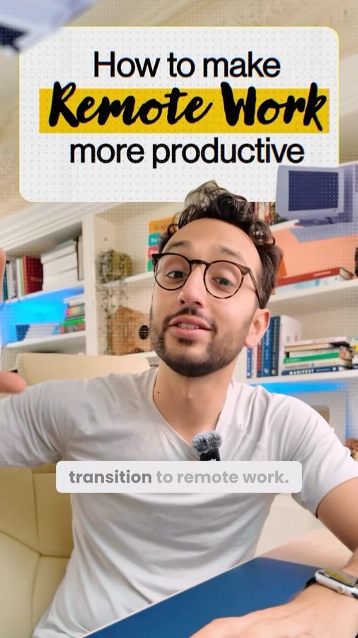 Instagram post by @aliabdaal for WeWork. Caption reads: As an entrepreneur with a fully remote team,....