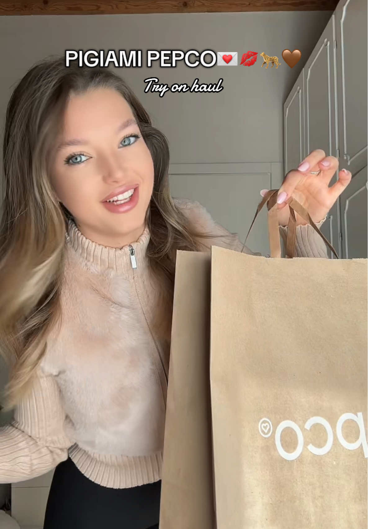 TikTok post by @fiorenzadri for Pepco. Caption reads: Io li amo💋💌🐆🤎 @Pepco - official account #pepco....