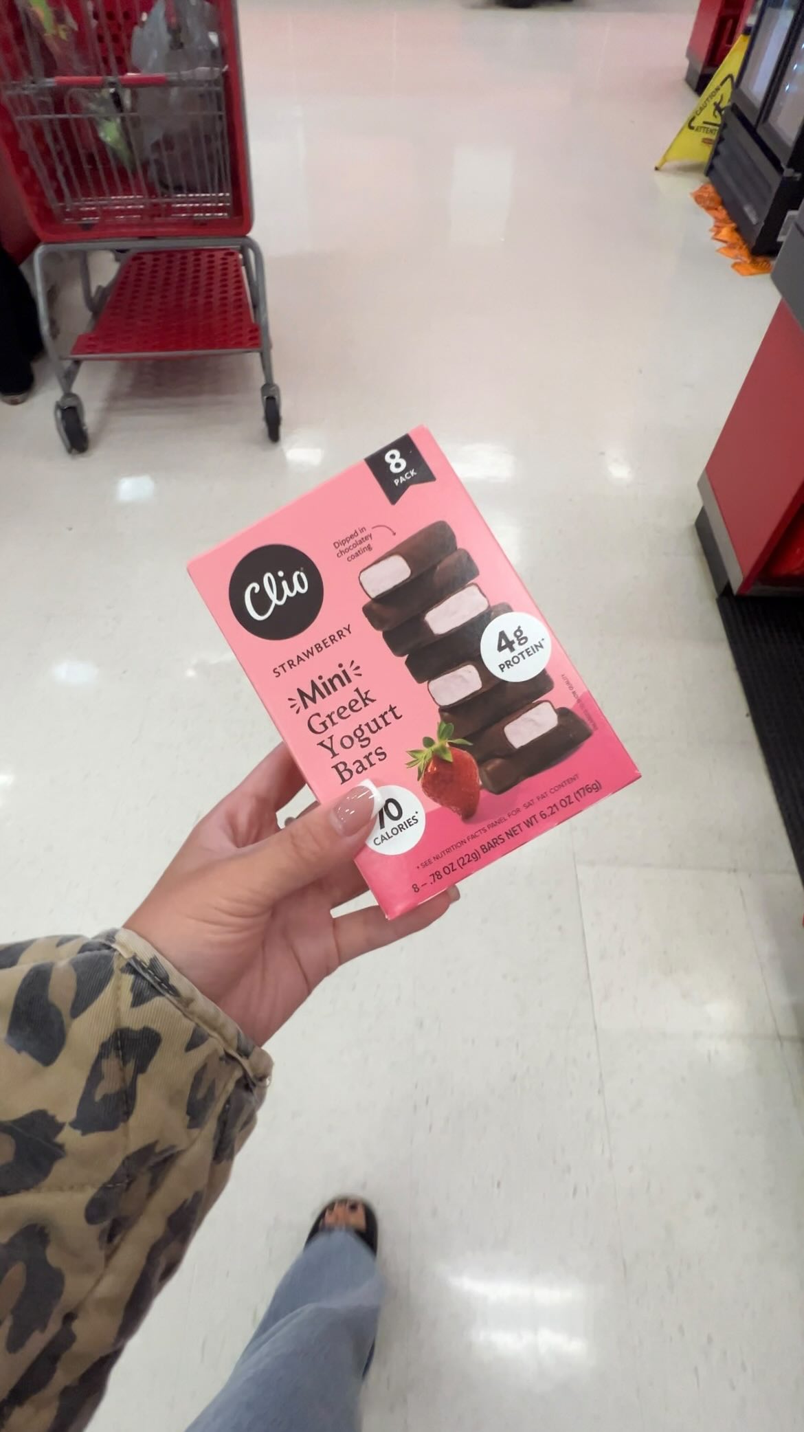 Instagram post by @designedbycarissa for Clio Snacks. Caption reads: my new go to sweet treat, the Clio Mini Greek....