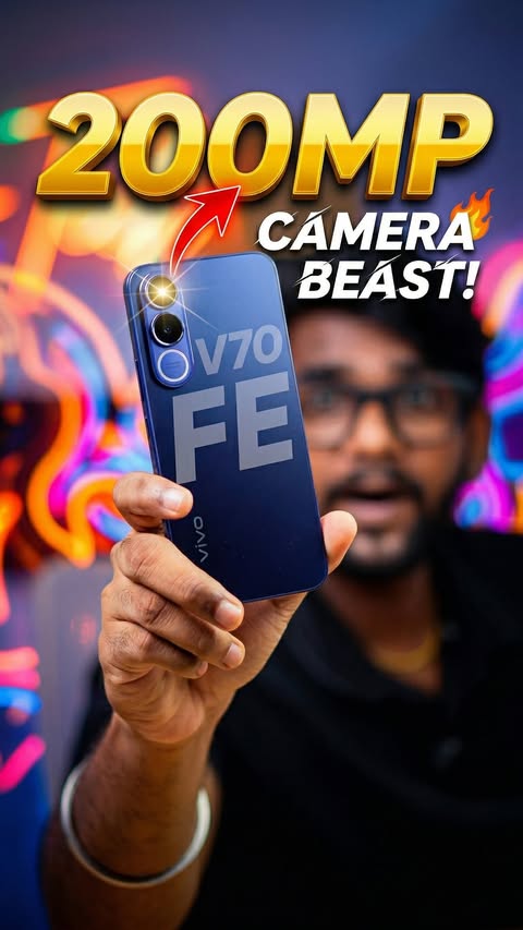 Instagram post by an influencer for vivo India. Caption reads: vivo V70 FE is Here🔥📸 #SlayEveryDetail....