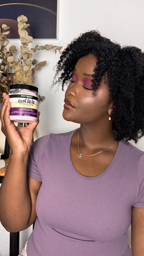 Instagram post by @ser_mimosa for Aunt Jackie's Curls & Coils. Caption reads: The Crown you never take off 👑💜 #lalalove....