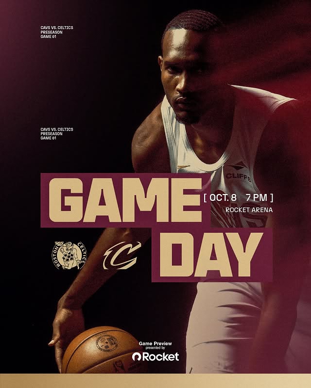 Instagram post by @watchresn for Rocket Mortgage. Caption reads: PRESEASON GAME 1. 🕛 7:00PM ET 📺 @dazn 📻....