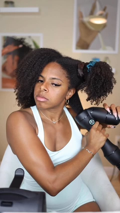 Instagram post by @stephrachel_ for RevAir • Reverse-Air Dryer. Caption reads: If you’re looking for more elongation & volume you....
