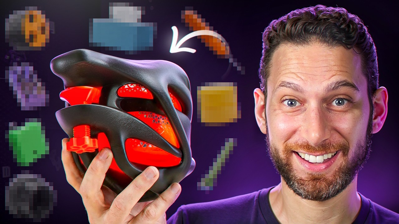 YouTube post by @thenextlayer for Thingiverse. Caption reads: The 20 MOST Useful 3D Prints I Can't Live Without.