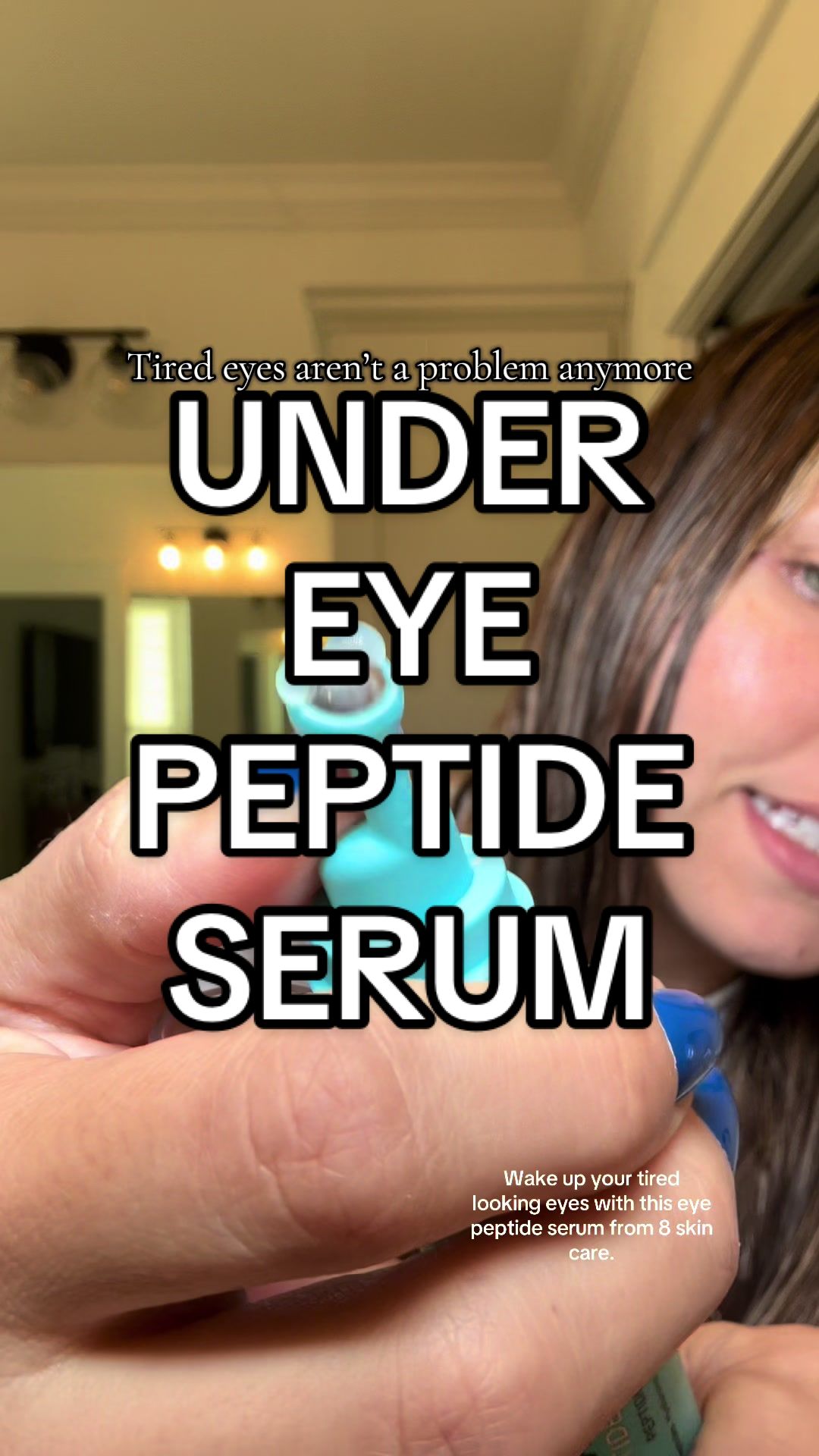 TikTok post by @britamelia for Eight Saints Skincare. Caption reads: [...] and True peptide serum 👌🏻👀 @Eight Saints....