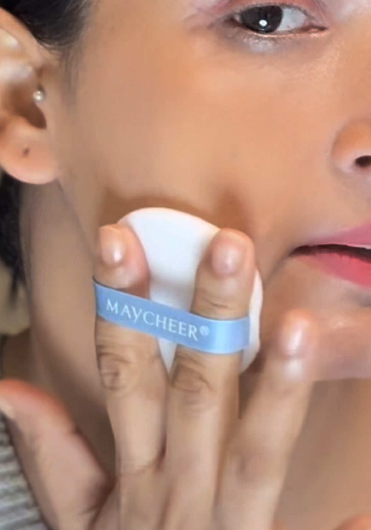 TikTok post by @neelampoudel241 for MAYCHEER Beauty US. Caption reads: [...] @MAYCHEER BEAUTY @MAYCHEER Beauty US.