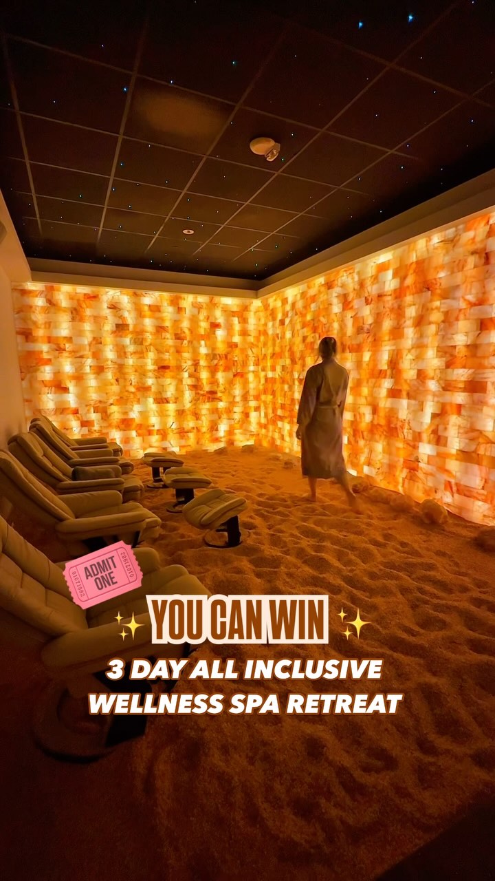 Instagram post by @hangryhoustonian for Kalahari Resorts. Caption reads: 🌿✨GIVEAWAY 3-Day All-Inclusive Spa Wellness....